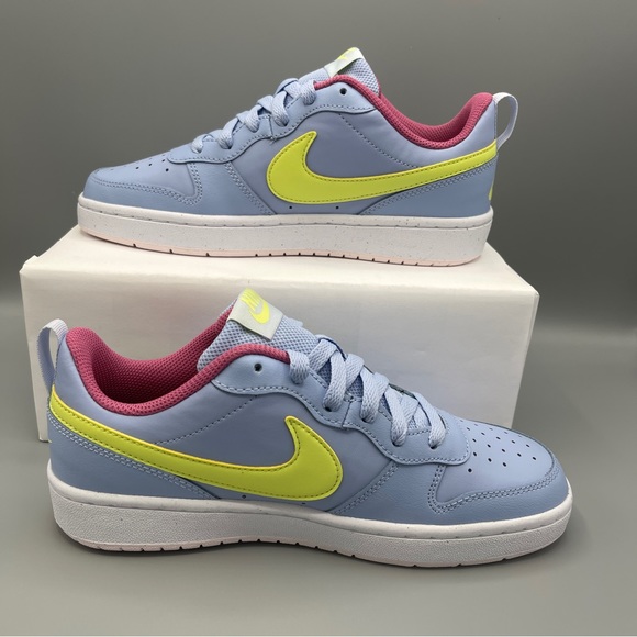 Nike Court Borough Low 2 Big Girl COBALT BLISS/LT LEMON TWIST - Picture 3 of 17